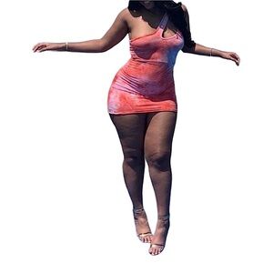 Pink and blue tye dye mini dress. Size S. The brand is “Amazing”